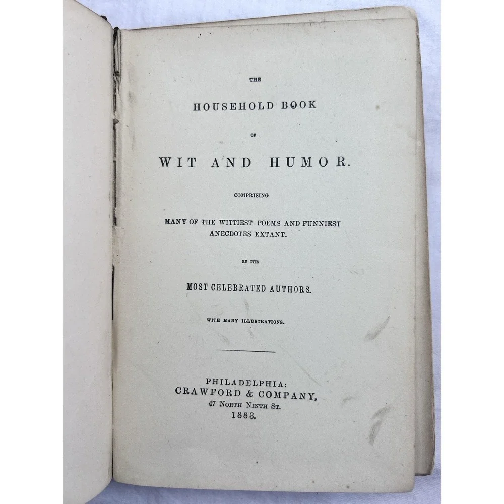 Wit And Humor For The Household 1883  Antique Book